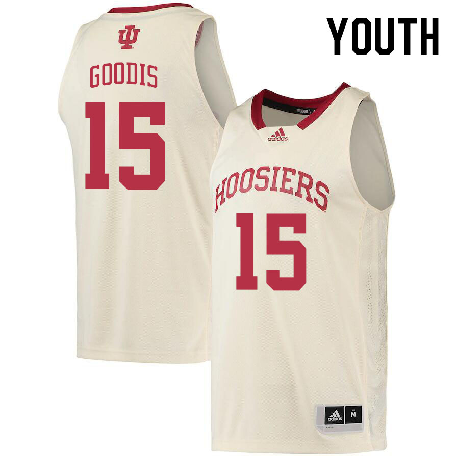 Youth #15 James Goodis Indiana Hoosiers College Basketball Jerseys Stitched Sale-Cream